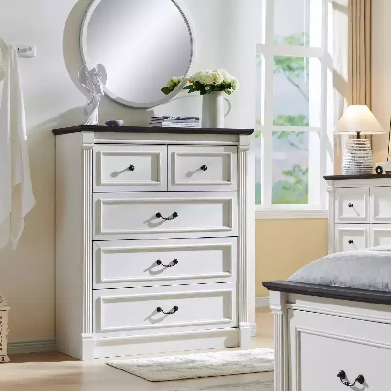 5 Drawers Dresser for Bedroom, Farmhouse 46 Tall Dressers w/Roman Column
