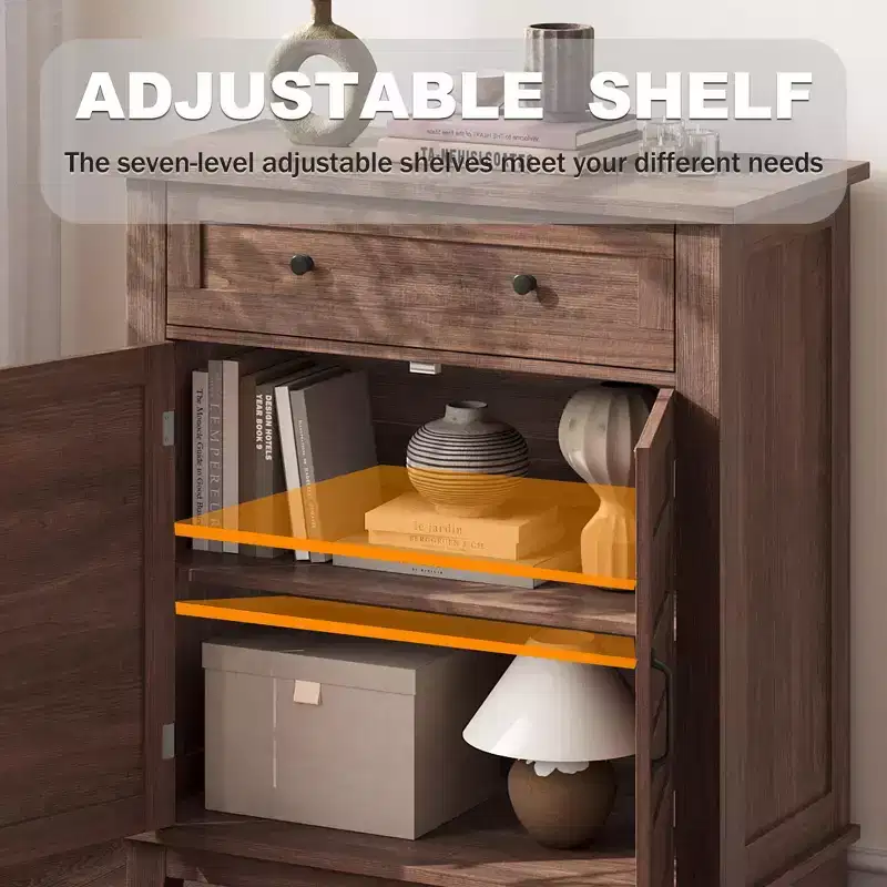 Buffet Cabinet, 2 Set Sideboard Cabinet with Doors, Modern Coffee Bar with Adjustable Shelves, Kitchen Storage