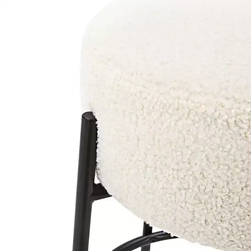 Nathan James Set of 4 Isaac Backless Counter Height Barstools White Boucle