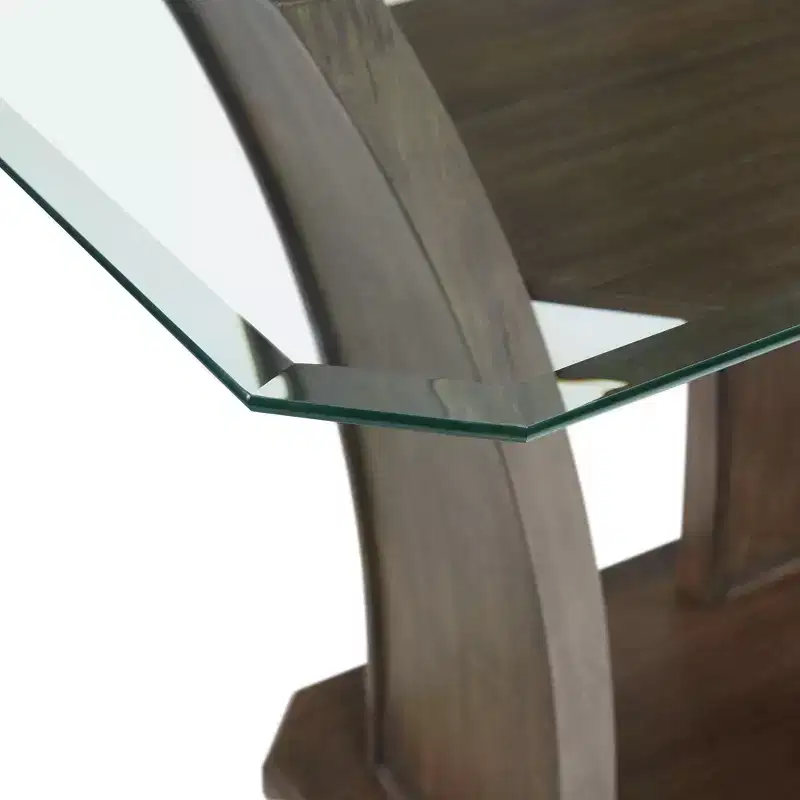 Simms Rectangular Counter Height Table Walnut - Picket House Furnishings: Glass Top, Mid-Century Modern, Seats 4