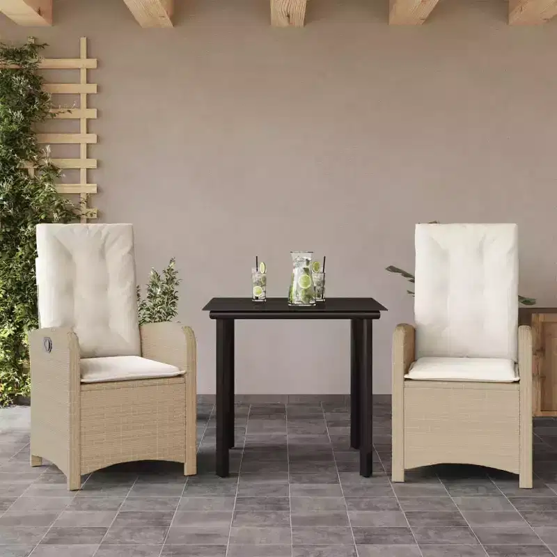 vidaXL Outdoor Garden Dining Set with Cushions in Wicker