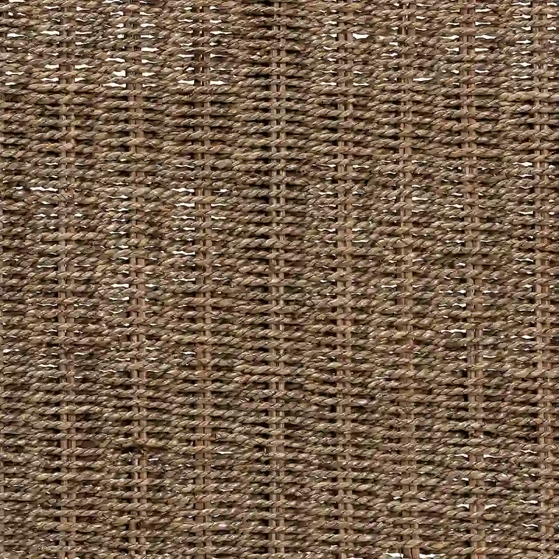 Mid-Century Transitional Bench with Woven Seagrass Seat and Mahogany Frame