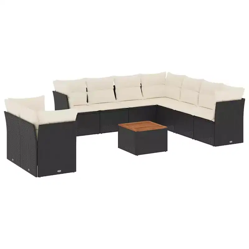 vidaXL Garden Sofa Set Black PE rattan Medium Modular Garden Sofa Set