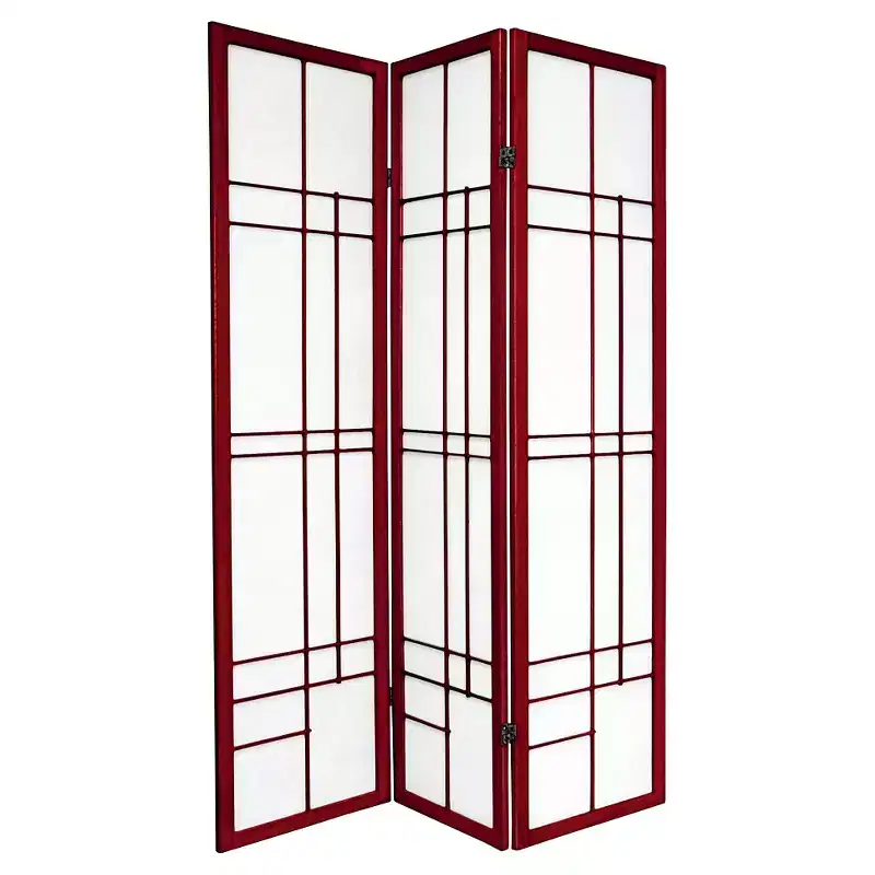 6 ft. Tall Shoji Screen Room Divider - Rosewood (3 Panels)