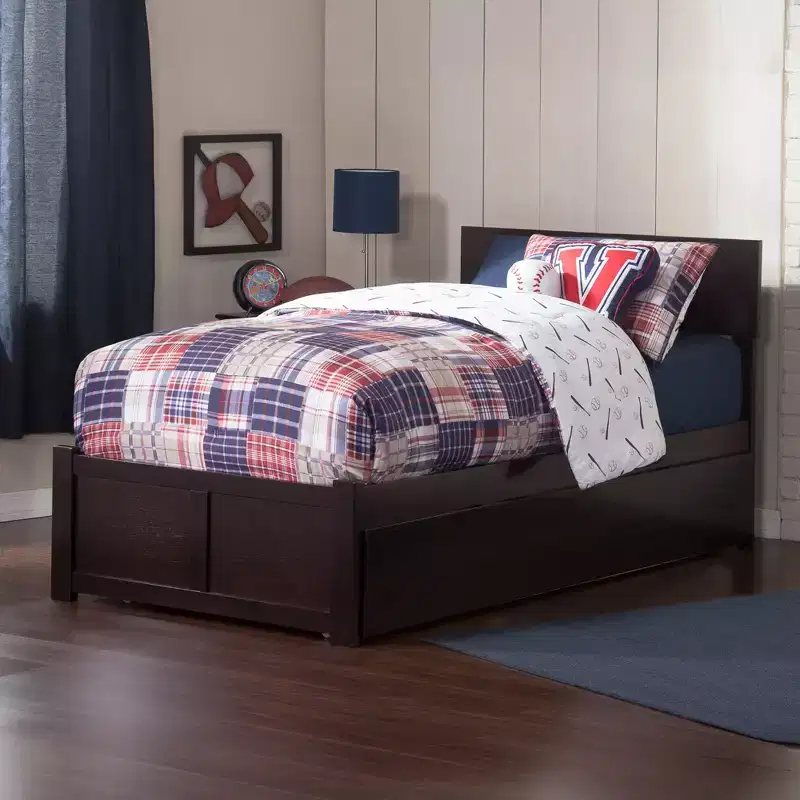 HomeStock Twin Size Brown Finish Beds with Headboards