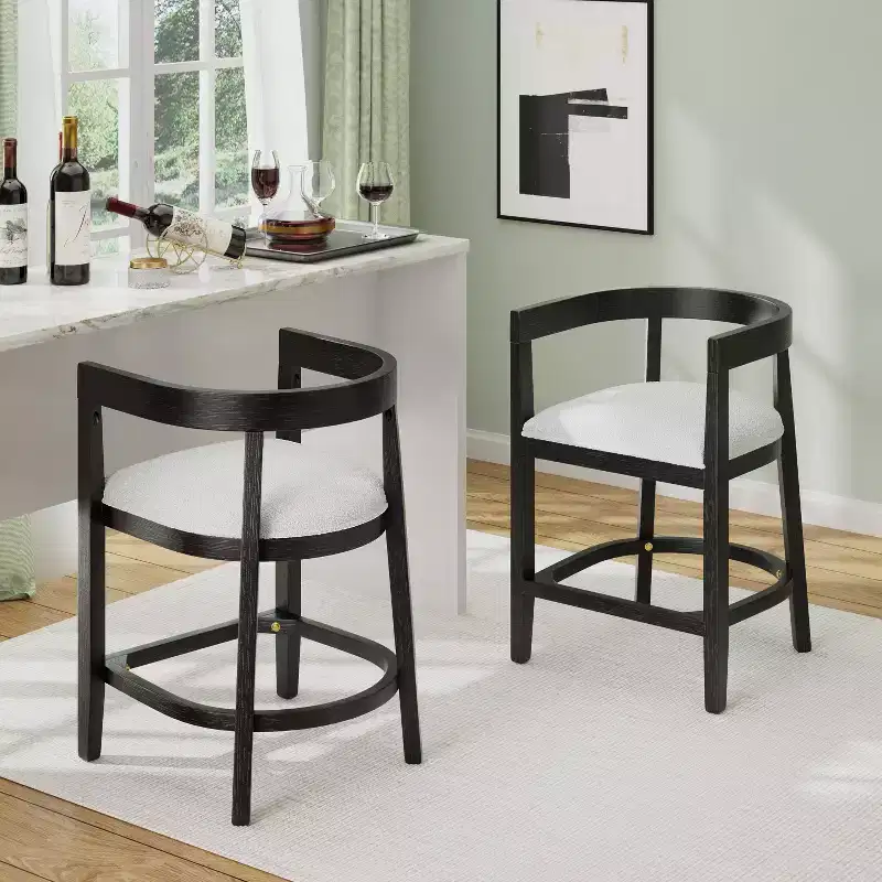 Christopher Knight Home Faraday Upholstered 25.25 Rubberwood Counter Stools with Footrest (Set of 2)