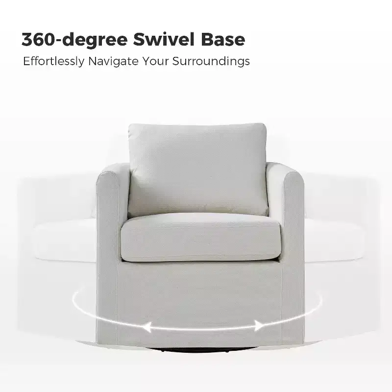 Bernhard Slipcovered Swivel Chair with textured fabric and flared armrests| HULALA HOME