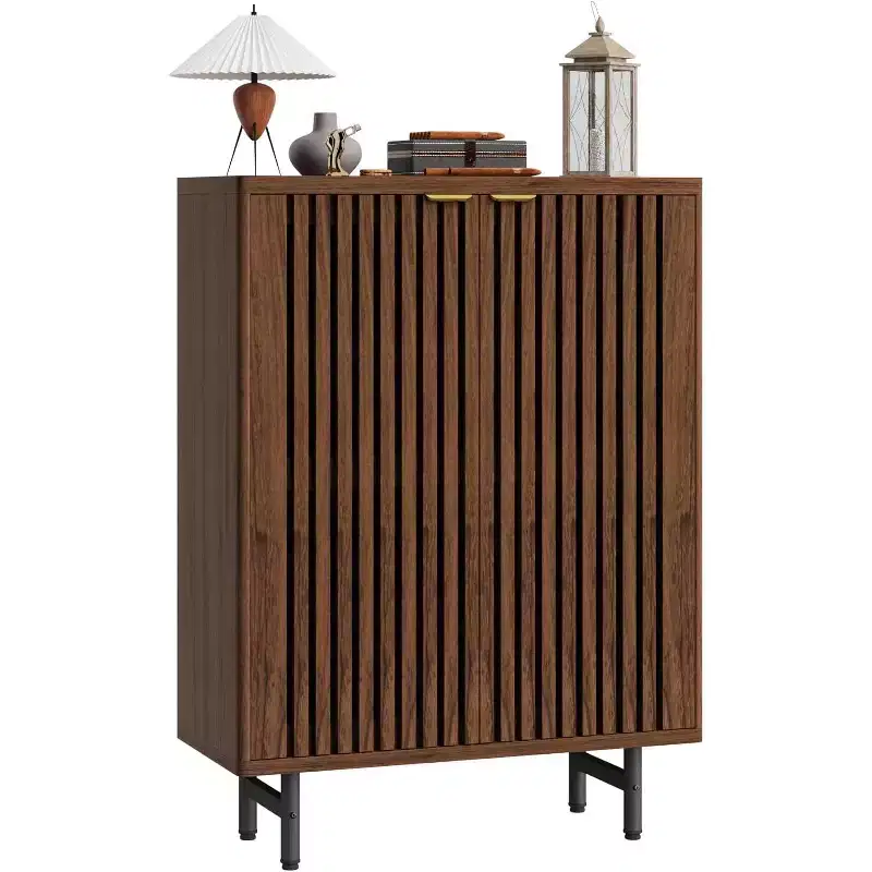 6-Tier Shoe Cabinet with Doors, Wood Shoe Storage Organizer for 24 Pairs, Modern Farmhouse Entryway Hallway Furniture, Hidden Storage Cabine