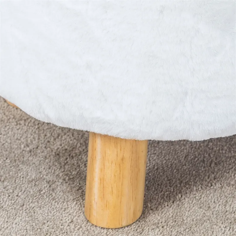 Adeco Round Ottoman Footrest Upholstered Padded Pouf