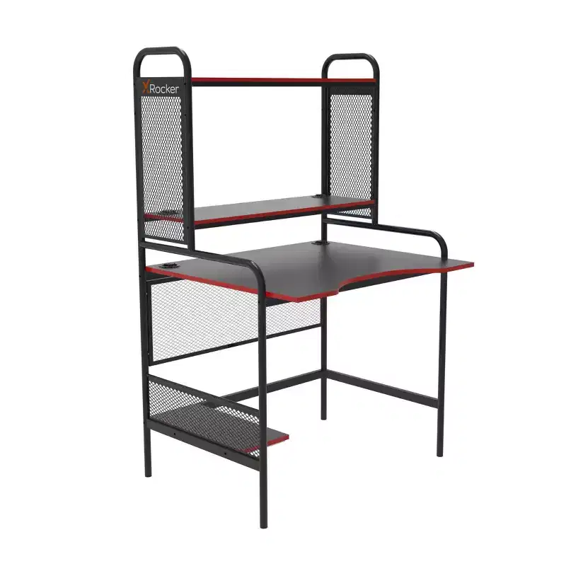 iCarus Mesh Gaming Desk with Wood Desktop - X Rocker