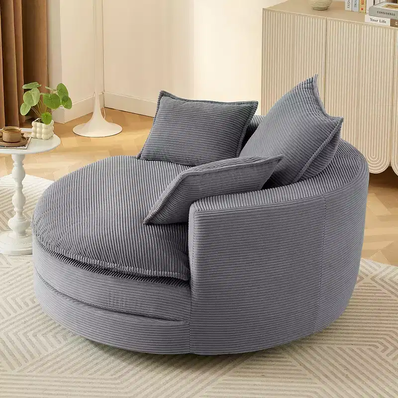 360 Swivel Barrel Chair with Dual-Layer Cushion Design