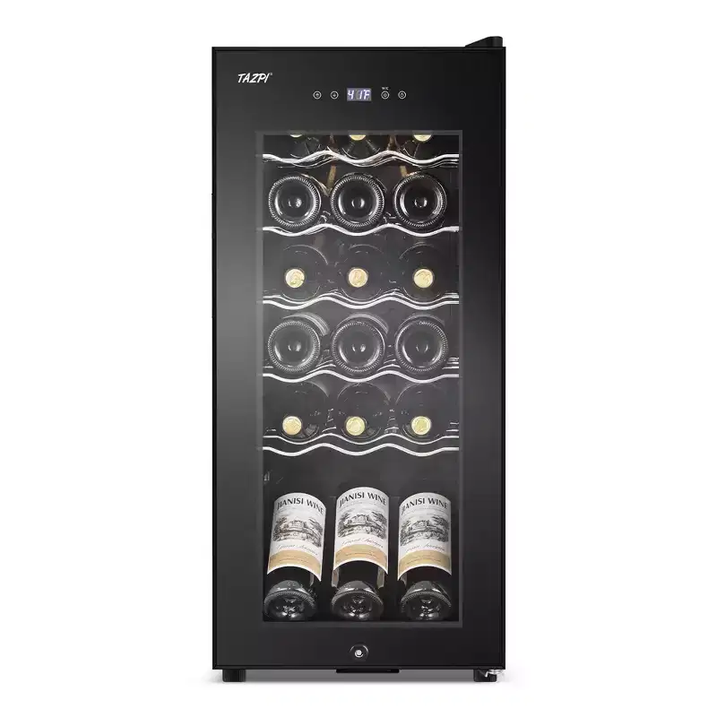 Hooure 13.6 in. 18 Bottle Wine Cooler Freestanding Wine Refrigerator with Door Lock