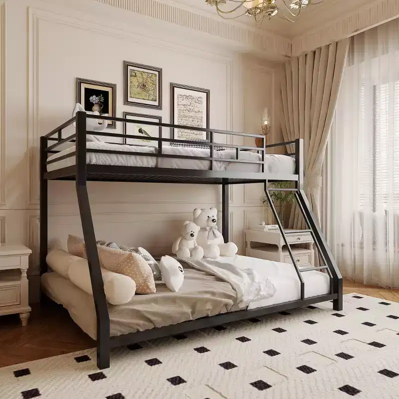 GDF Studio Elton Twin-over-Full Metal Bunk Bed with Ladder