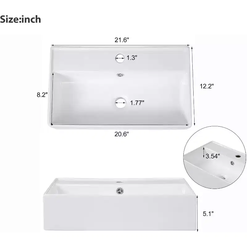 21.6inch Bathroom Vanity, Bathroom Storage Cabinet with Sink, Easy Assembly, Open Storage, Freestanding Basin Cabinet Storage for Small Spaces