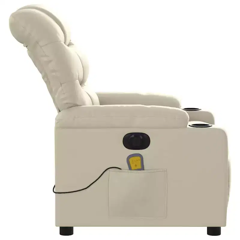 vidaXL Electric Massage Recliner Chair Cream Faux Leather