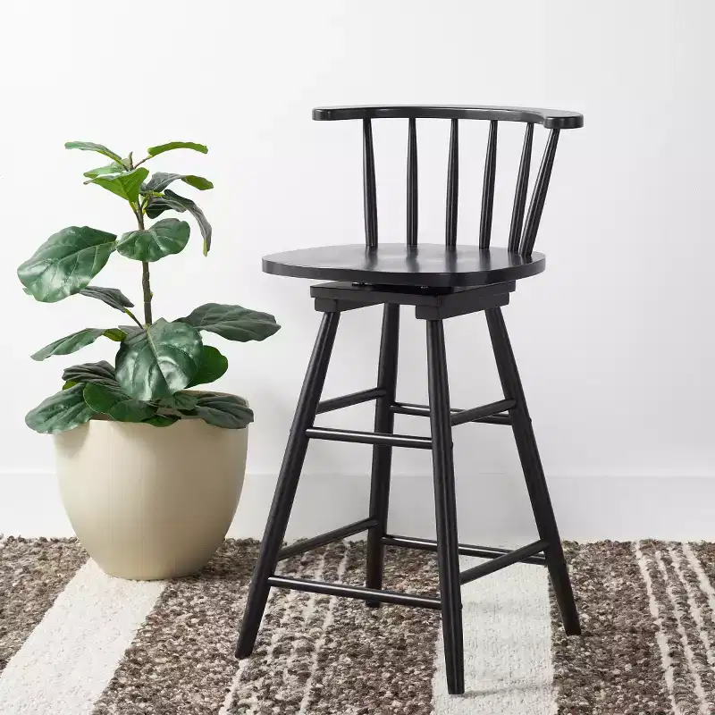 Swivel Counter Stool, Rubberwood, Low Back – 36