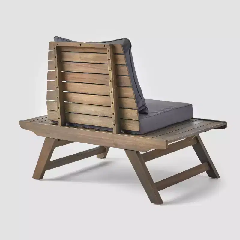 Sedona 2pk Acacia Wood Club Chairs Gray/Dark Gray - Christopher Knight Home: Weather-Resistant Patio Accent Chairs