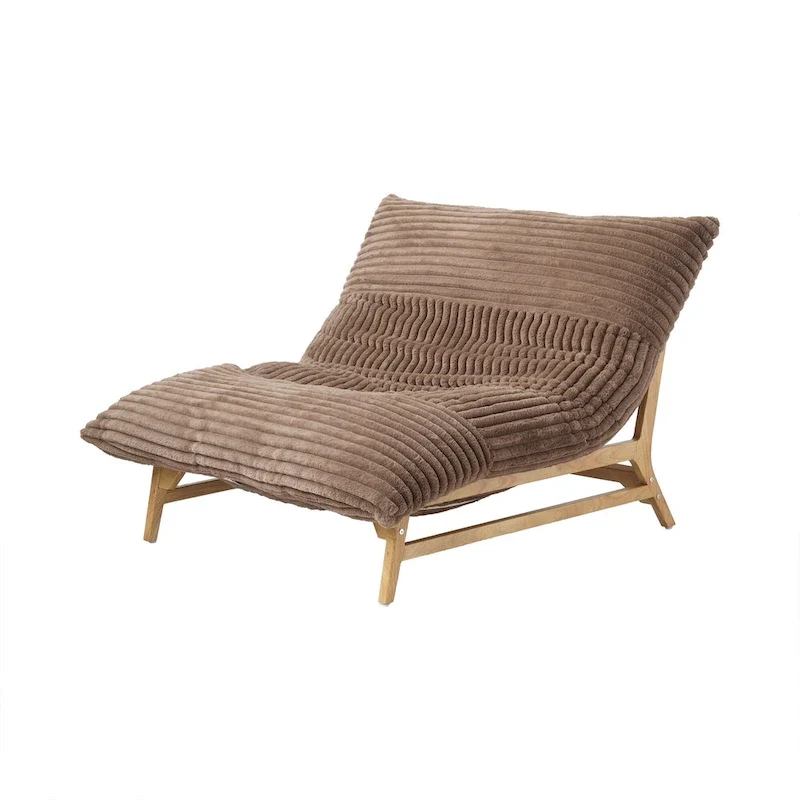 Bean Bag Accent Chair Large Plush Bean Bag Lounger with Solid Wood Frame Comfy Lounge Chair with Down Filling