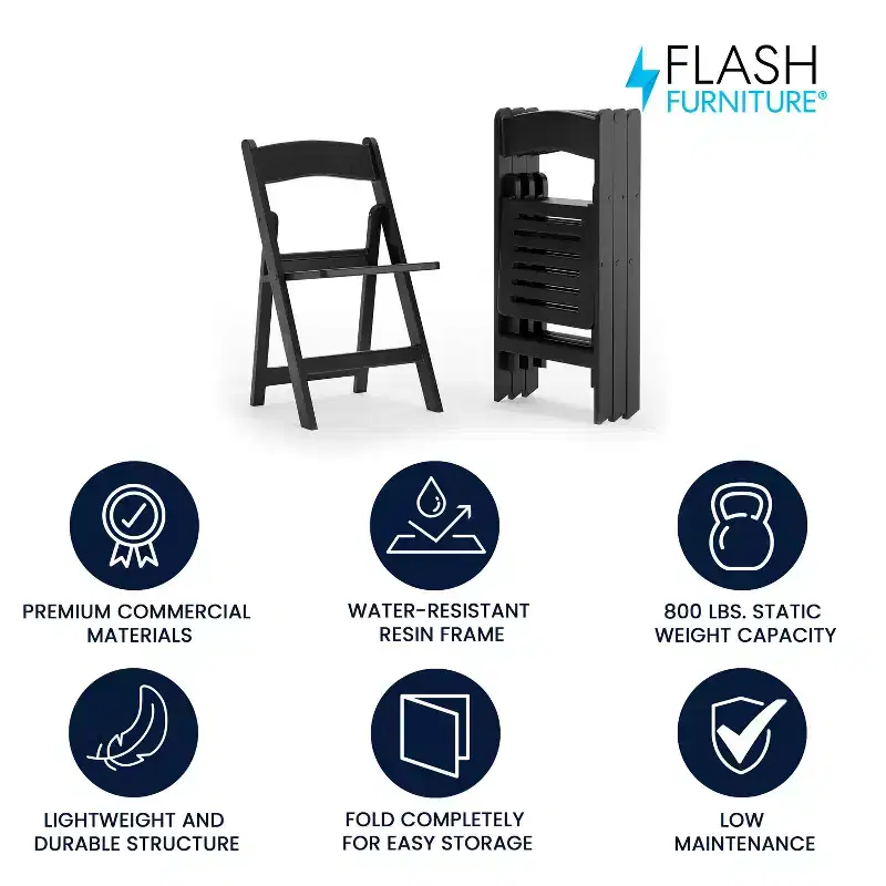 Flash Furniture 4 Pack HERCULES Series 800 lb. Capacity Resin Folding Chair with Slatted Seat