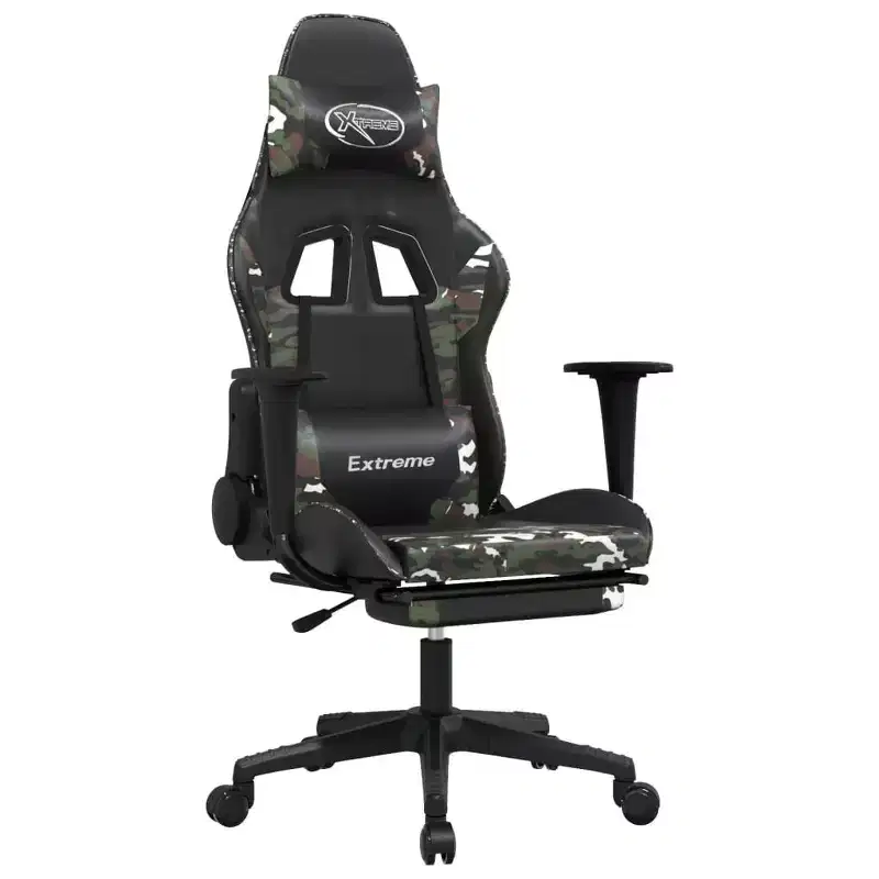 vidaXL Gaming Chair Black and Green Faux leather, metal, plywood, foam