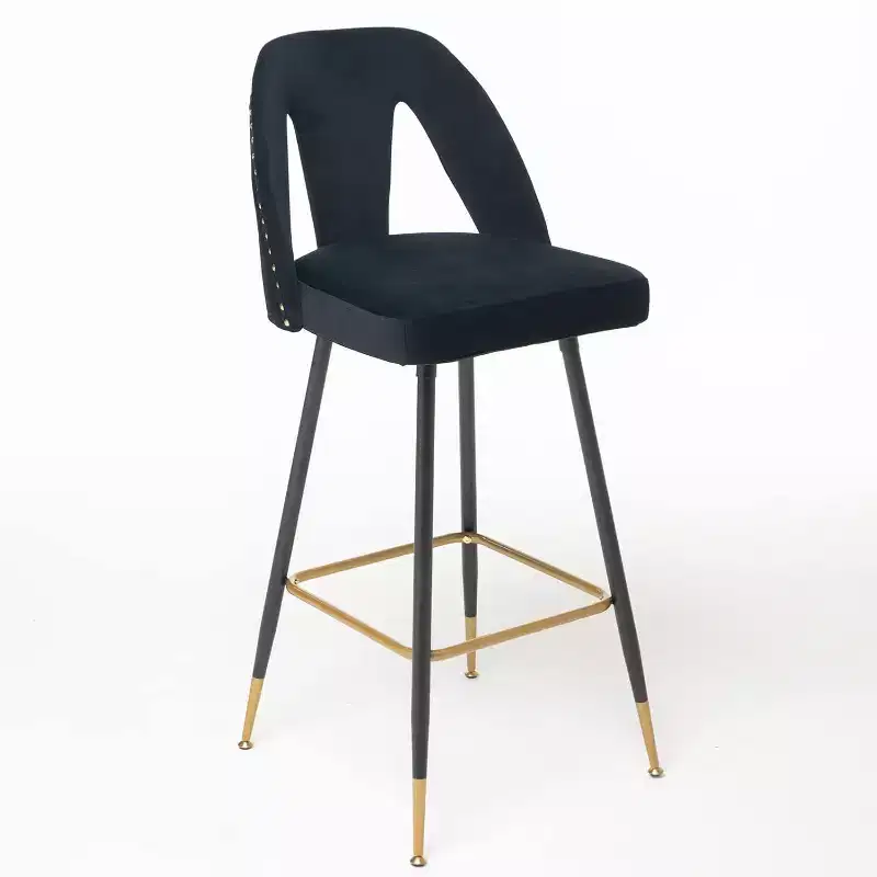 Velvet Bar Stools with Back Support and Footrest, Modern Upholstered Kitchen Island Chairs, Wide Wide Cushion Counter Stools for Bar Cafe, Set of 2