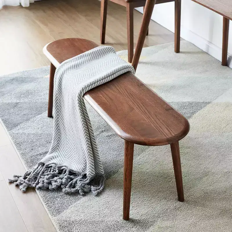 Oak Wood Bench, Modern Farmhouse Table Bench, Armless Kitchen Bench, Entryway Shoe Rack Bench, Indoor Outdoor Furniture Bench