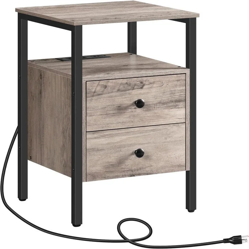 Bedside Table with Charging Station