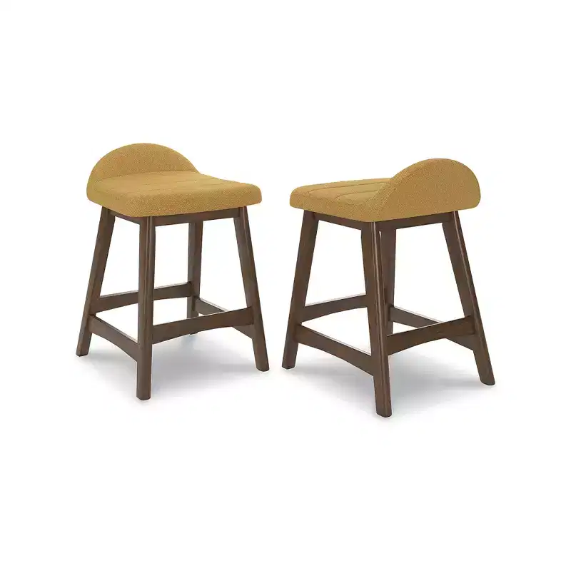 Lyncott Counter Height Upholstered Barstool with Foam Cushion, Set of 2, Mustard