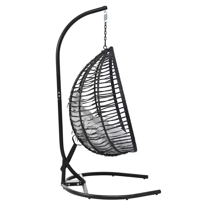 Whisen Hanging Hammock Chair with Stand, Egg Swing Chair with Iron Frame and Cushion & Headrest