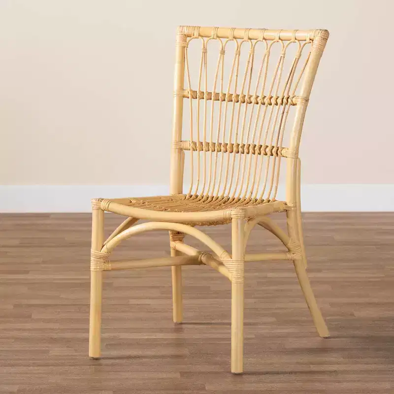 bali & pari Ammi Dining Chair Natural/Brown: Handcrafted, Bohemian Style, No Assembly Required