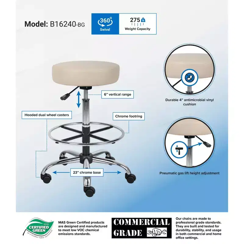 Medical/Drafting Stool - Boss Office Products