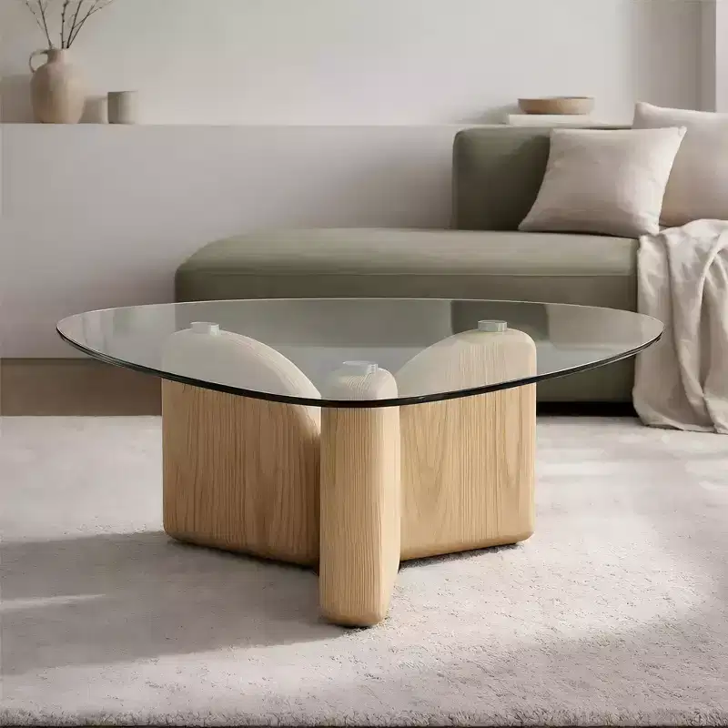 Christopher Knight Home Stefan Modern Triangle Glass and Lightweight Concrete Coffee Table