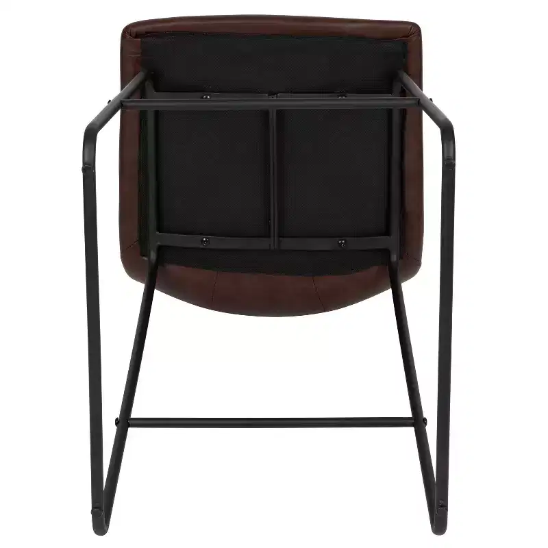 Merrick Lane 30 inch Faux Bar Height Bucket Seat Stools, Set of 2