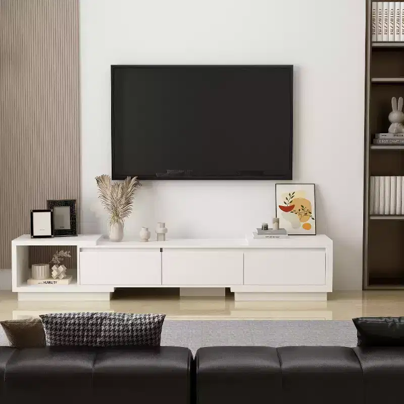 Famapy Extendable TV Console Table Modern TV Cabinet with Drawers