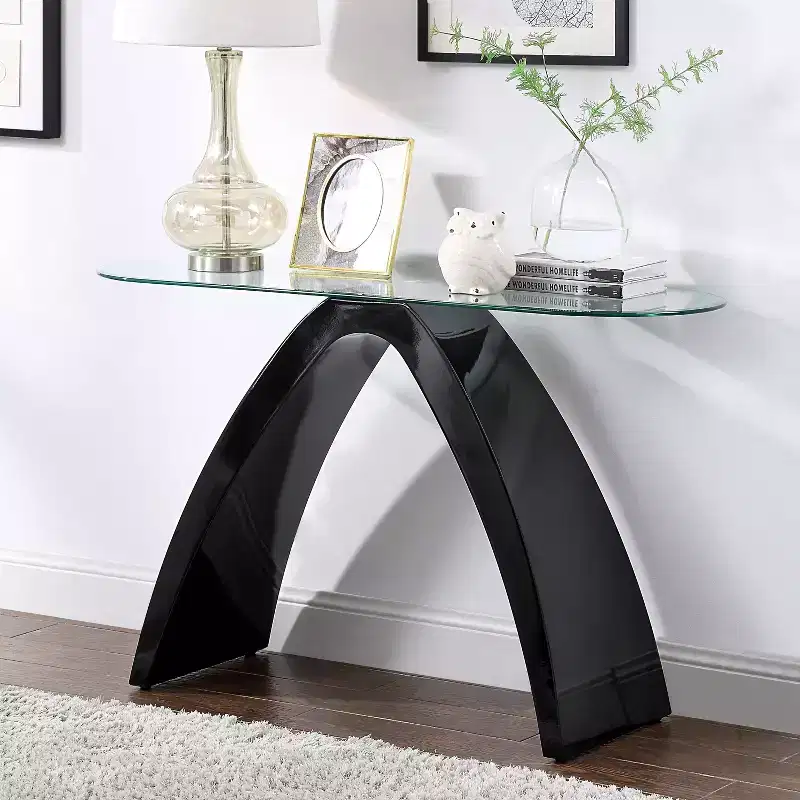 Tempered Glass Top Sofa Table with Curved Legs 47