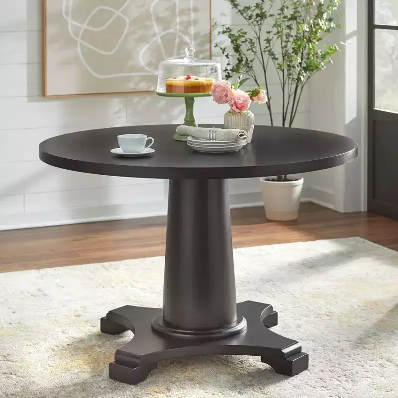 Buylateral Atwood 45" Round Pedestal Dining Table Matte Black