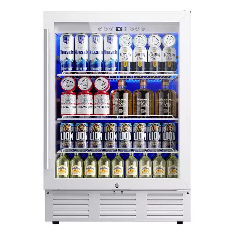 Simzlife 5 cu. ft./180 Cans Mini Beverage Refrigerator, Fridge Cooler with Glass Door, Adjustable Shelves, Digital Control,Reversible Door