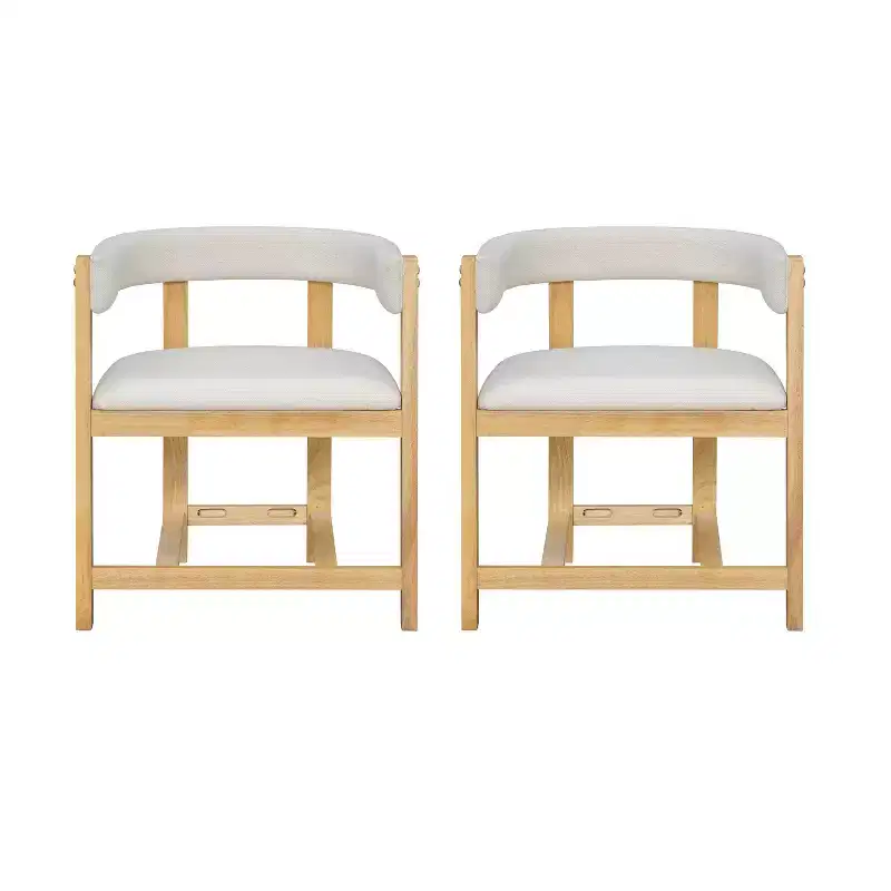 Christopher Knight Home Set of 2 Caleb Rubberwood Upholstered Dining Chairs with Open Back Beige/Natural