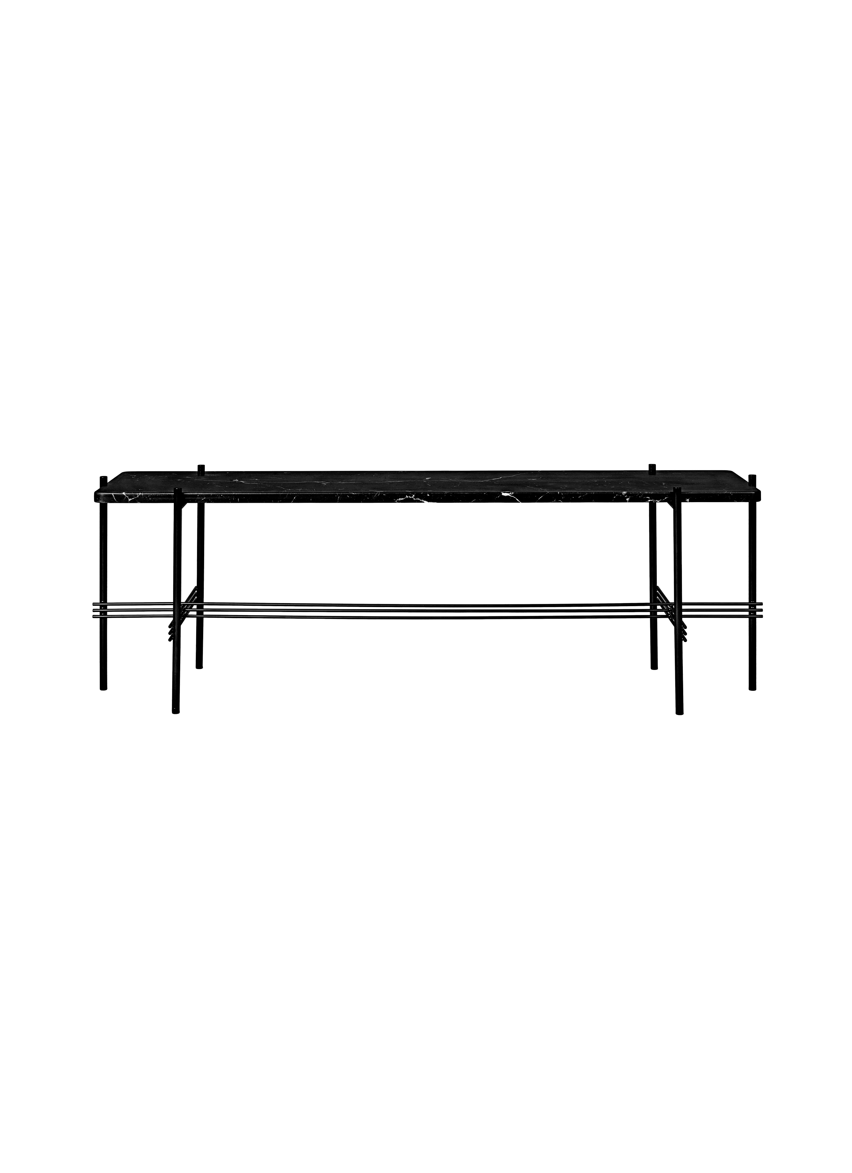 Modern Black Marble Console Table with Slim Steel Frame for Living Room or Hallway