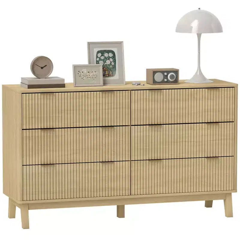 Fluted Dresser for Bedroom with 6 Drawers, 54