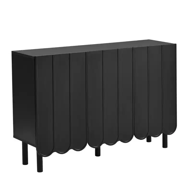 Minimalist Shoe Cabinet with Wave Doors and Adjustable Shelves