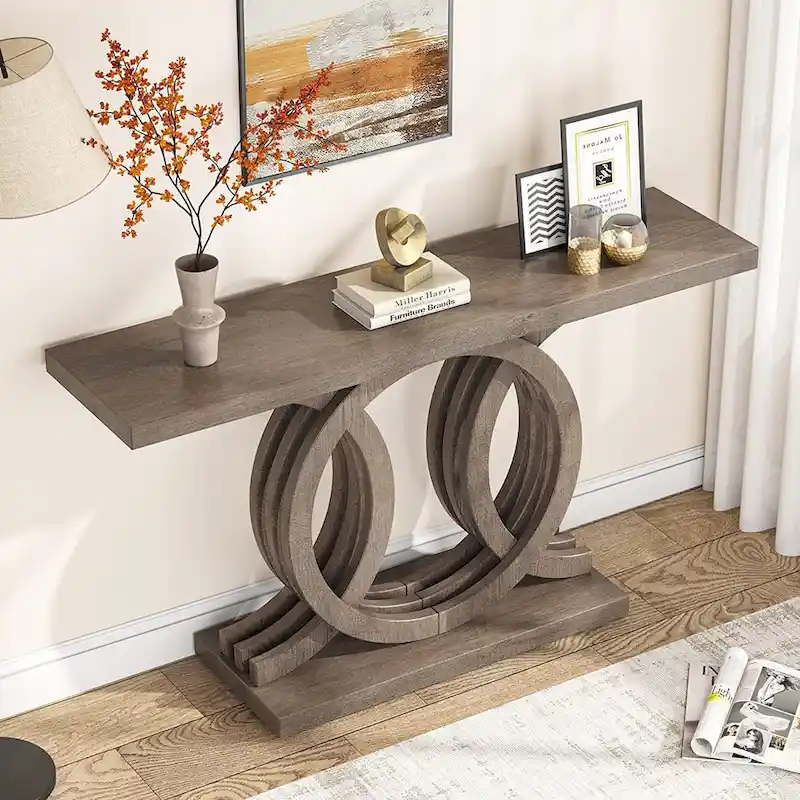 Farmhouse Console Sofa Table, 55 Inches Entryway Hallway Foyer Table