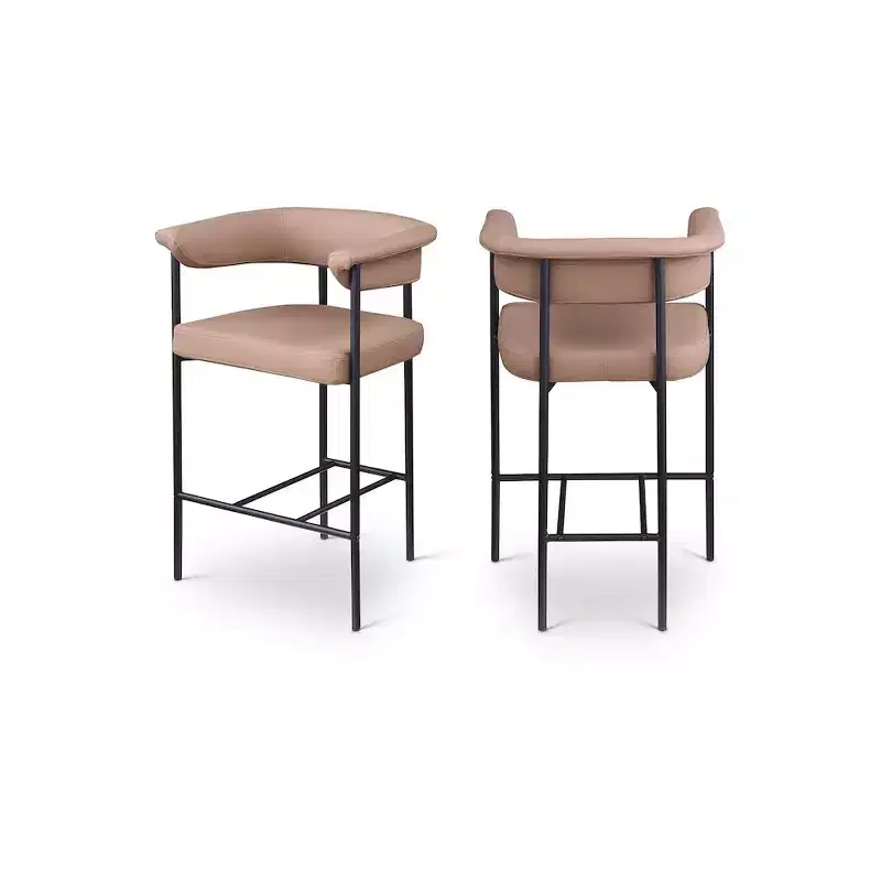 Tan Vegan Leather Counter Stool