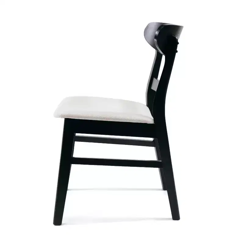 Mid-Century Modern Dining Chairs Set of 2, Round Upholstered with Curved Back & Metal Legs, Boucle Kitchen Dining Room Side Chairs