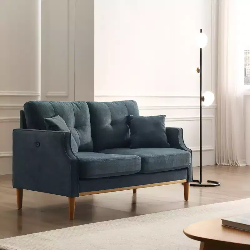 Loveseat in Waterproof Fabric with USB Charging Port and 2 Pillows - ModernLuxe