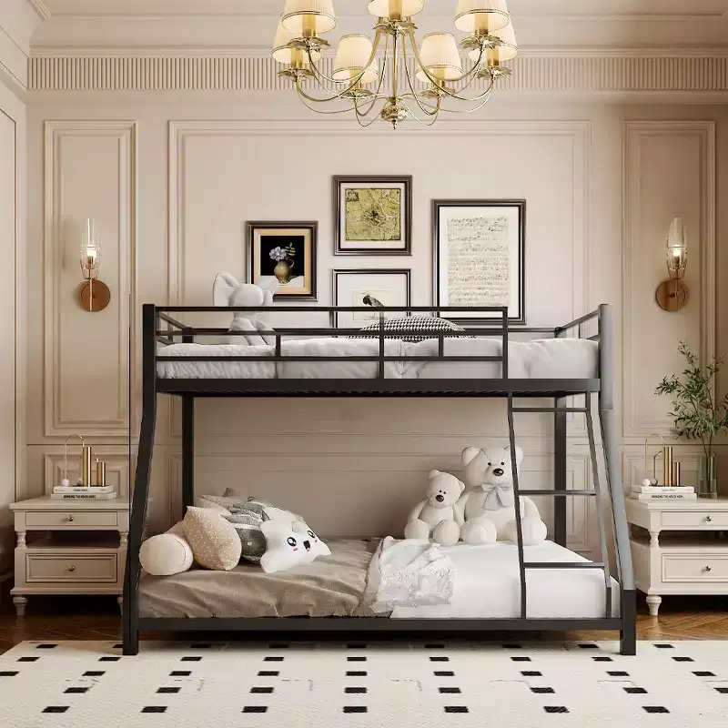 GDF Studio Elton Twin-over-Full Metal Bunk Bed with Ladder