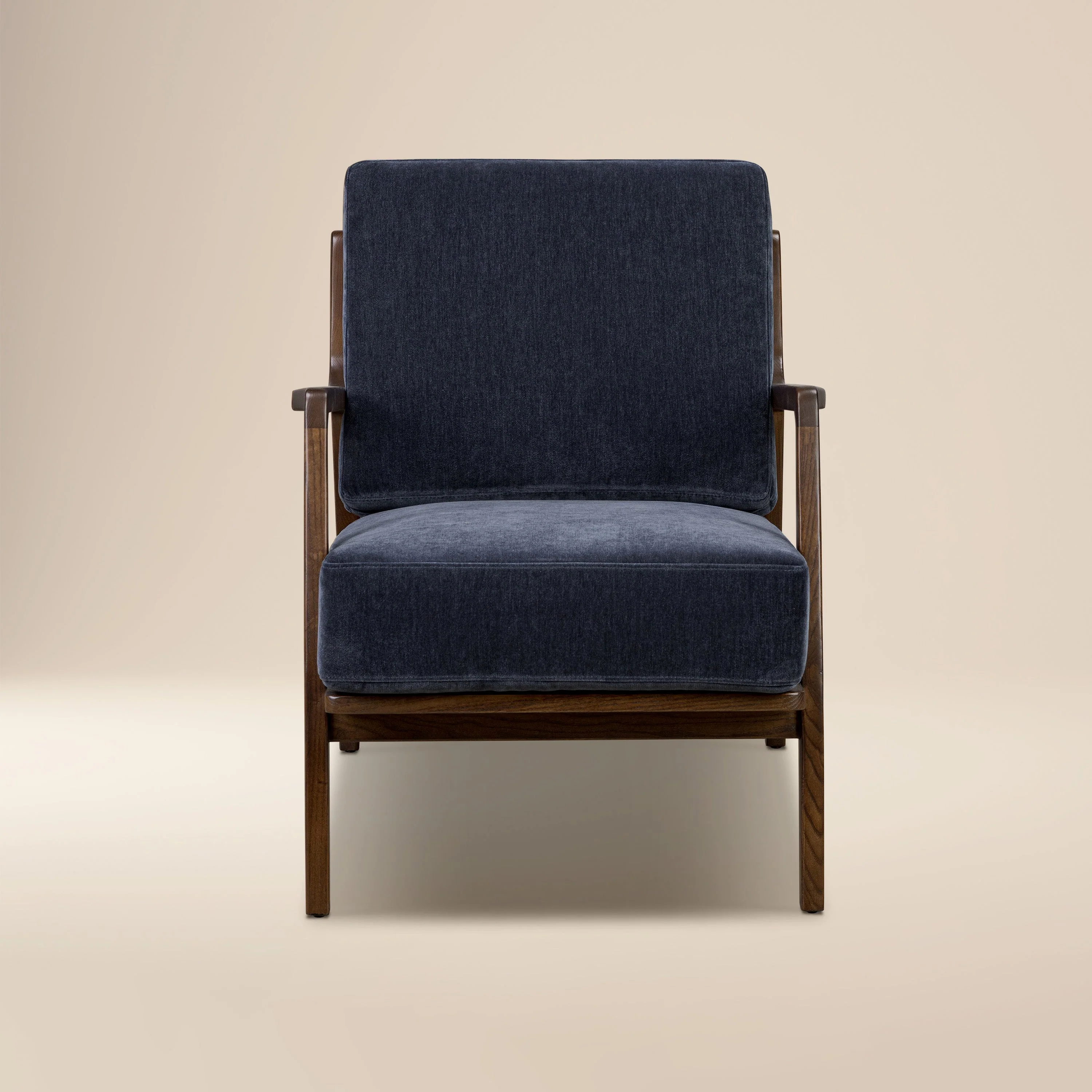 Modern Mystic Blue Lounge Chair with Kiln-Dried Wood Frame