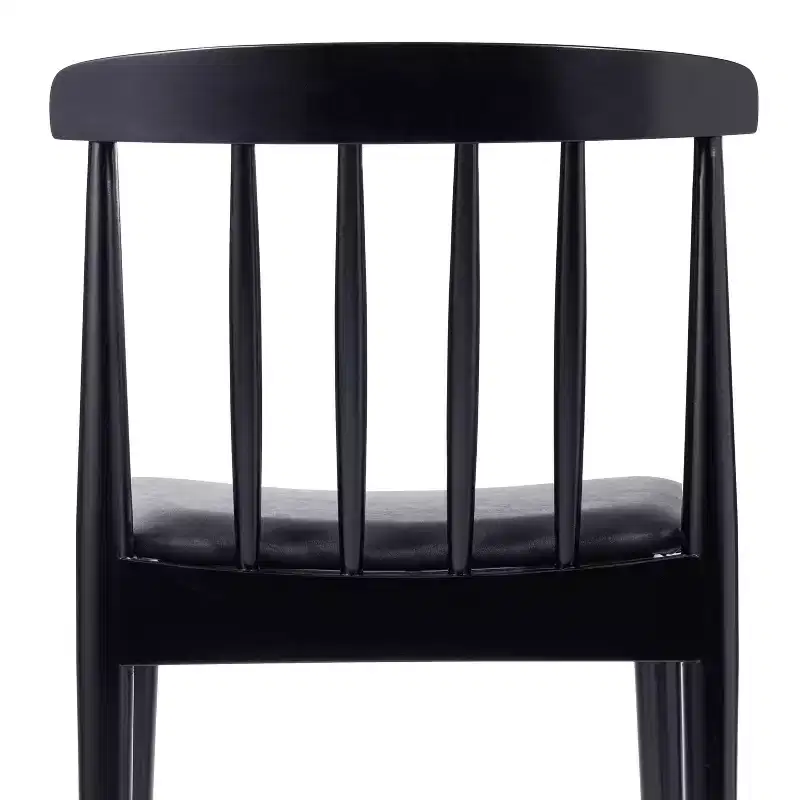 Set of 2 Solid Beechwood Dining Chairs Spindle Backrest Padded Vinyl Seat 500 lbs