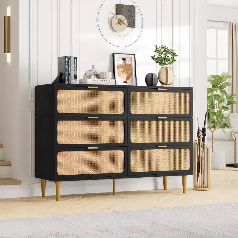 6-Drawer Double Dresser - Wide Top Deep Storage Chest for Bedroom Living Room