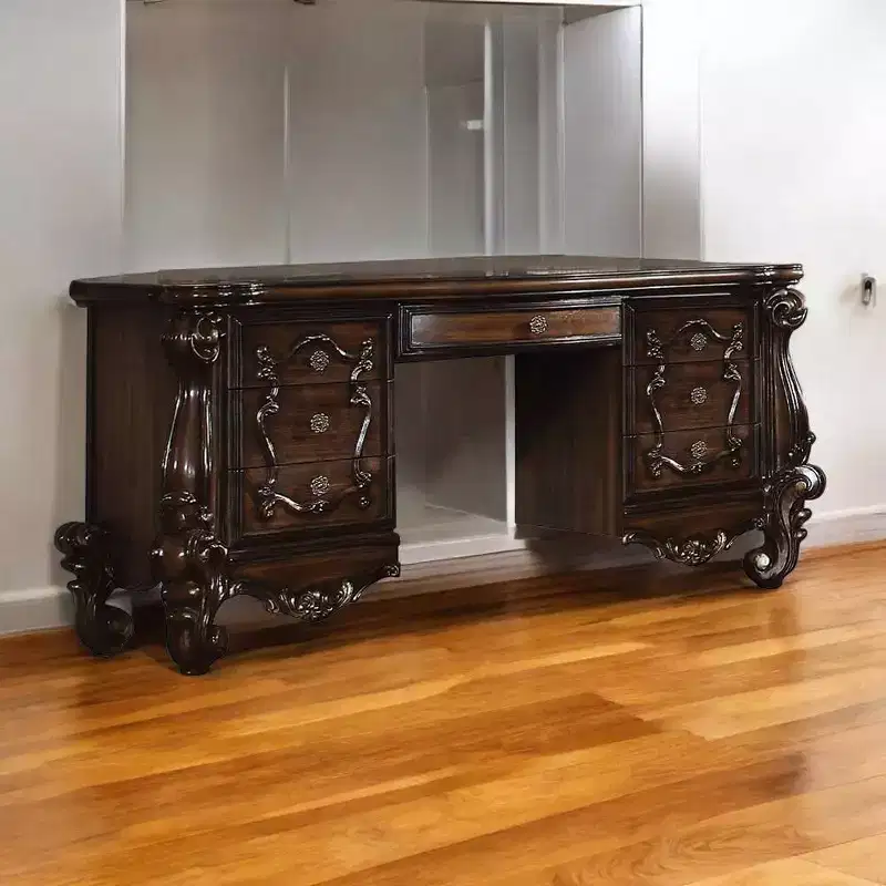 67" Versailles Vanity Desk Cherry Oak - Acme Furniture